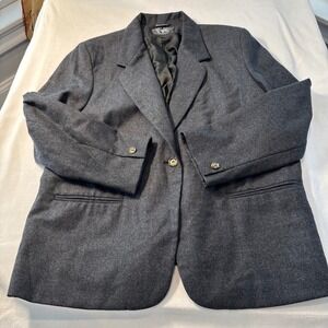 Vtg Classic Wools Incorporated Womens Gray 100% Wool Shell Blazer Jacket Size 18